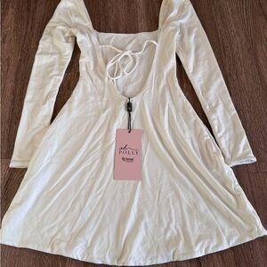 Oh Polly Cream Long Sleeve Dress